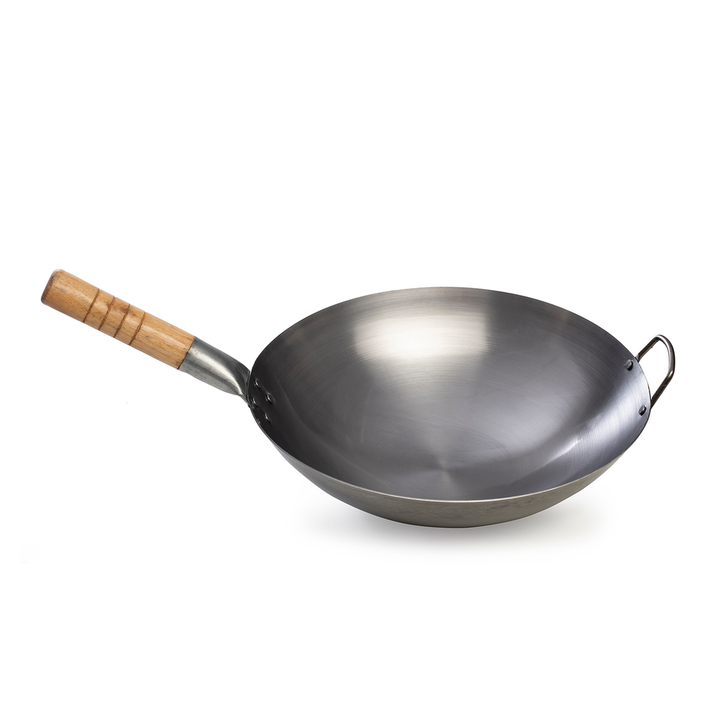 [EM 5063] Chinese Wok with wooden Handle 34cm 1.5mm