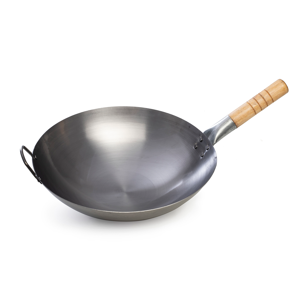 [PE0421] Chinese Wok with wooden Handle 34cm